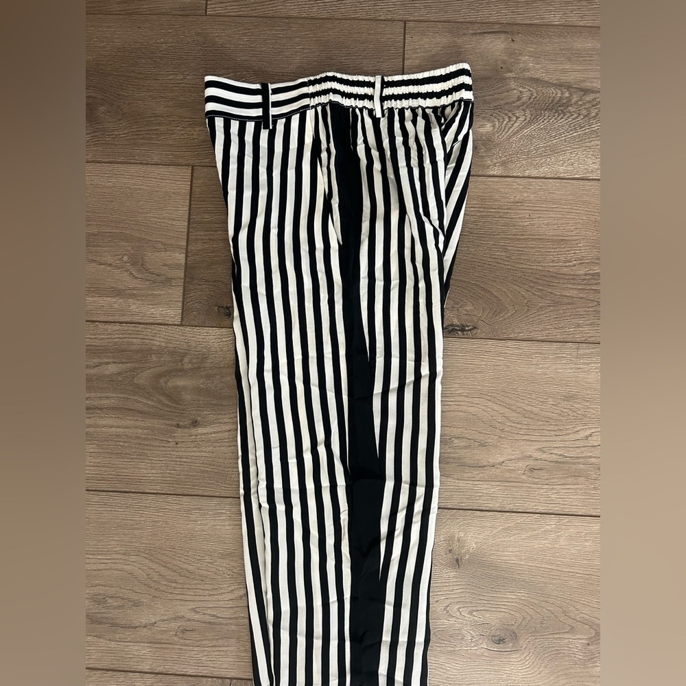 NWT IMRIE Black and White Striped Pants 100% Silk Size XS - Picture 7 of 10